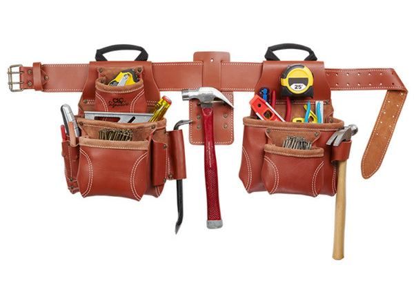 CLC 21448 Pro Framer's Combo Tool Belt, 4 Piece, Top Grain Leather