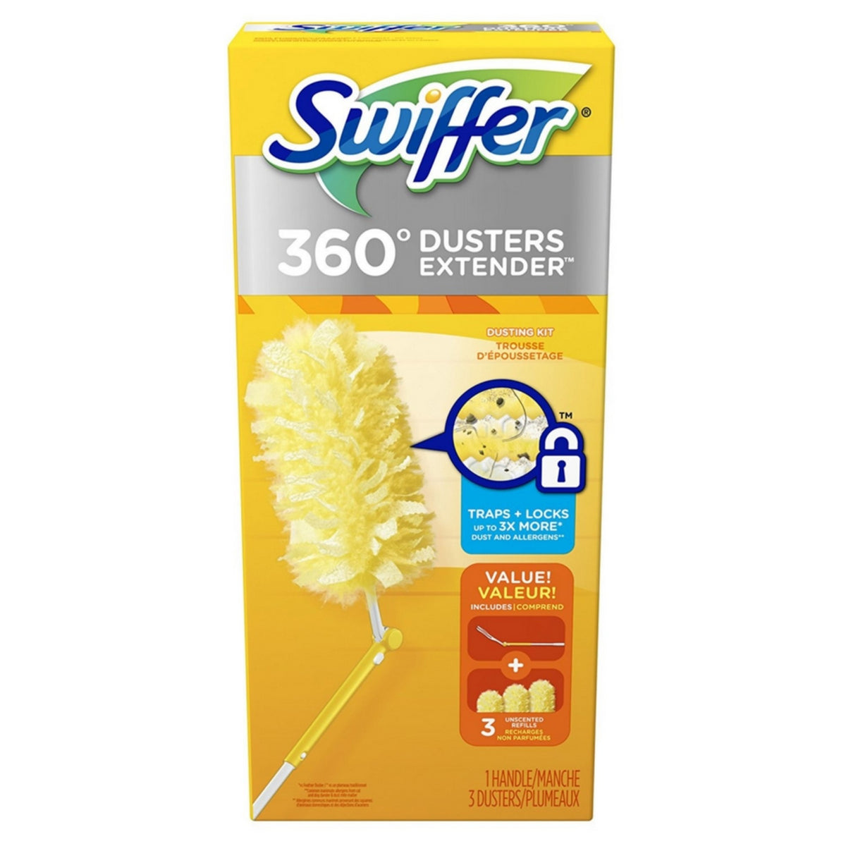 Swiffer 44750 360-Degree Dusters Extender Handle Kit, Extendable Up to 3'