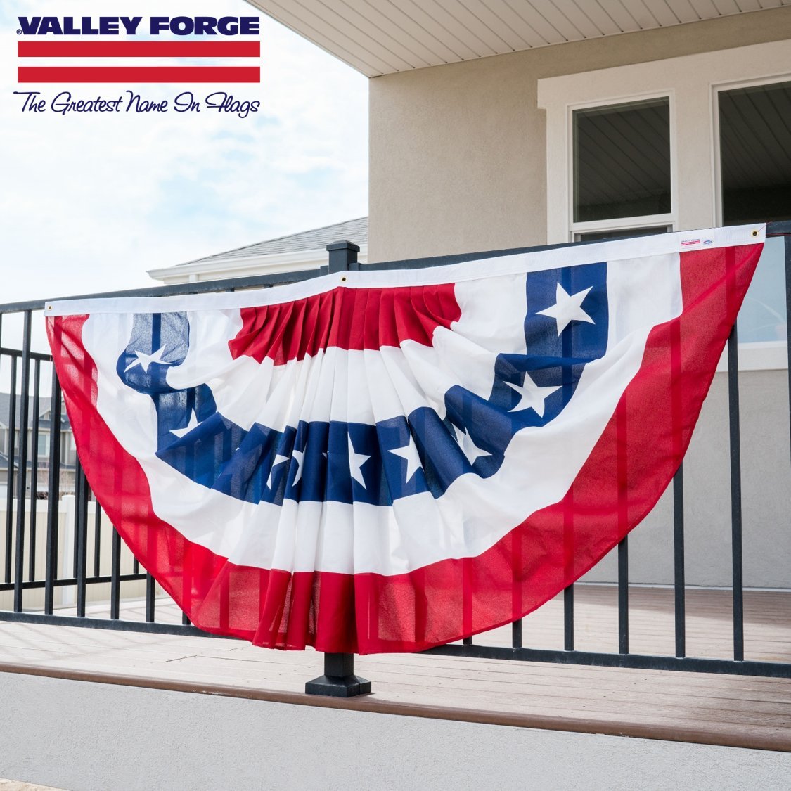 Valley Forge PFF-ST Printed Polycotton Pleated Fan Flag, Brass Grommets, 3' x 6'