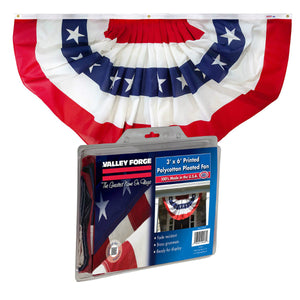 Valley Forge PFF-ST Printed Polycotton Pleated Fan Flag, Brass Grommets, 3' x 6'