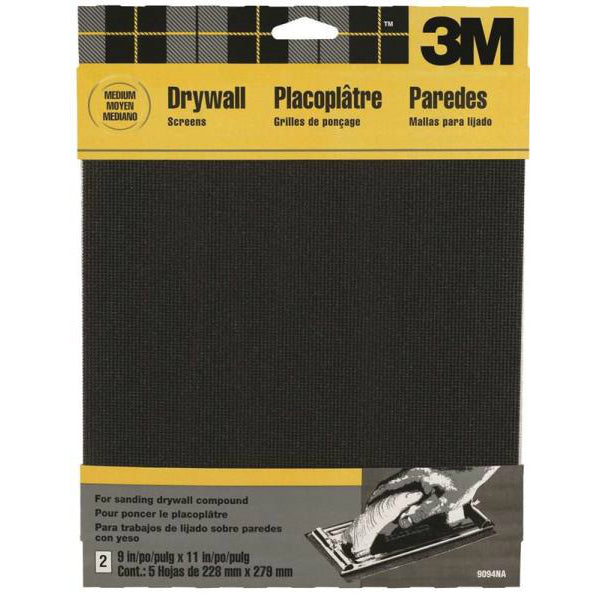 3M 9094 Sand-Pak Die-Cut Waterproof Sanding Screen, 9"x11", Medium 80 Grit, 2-Pk