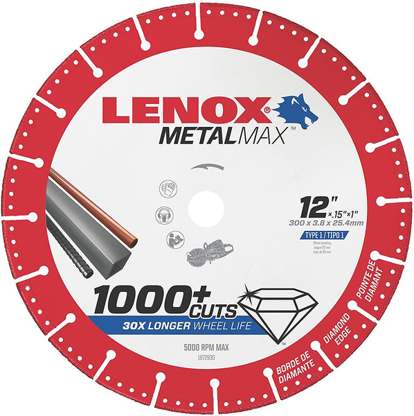 Lenox 1972930 Metalmax Diamond Edge Cutoff Wheel, 12" x 1"