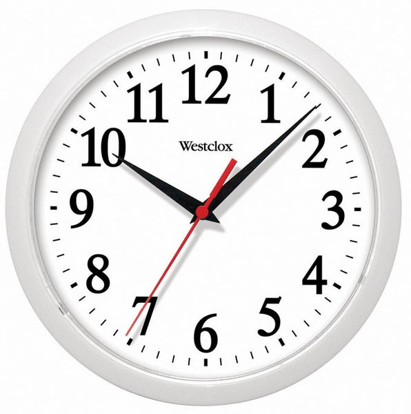 Westclox 461761 Plastic Round Wall Clock, 10", White