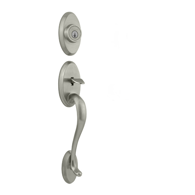 Kwikset® 800SEXJ-15-SMT-CP Shelburne Handleset with Juno Knob, Satin Nickel