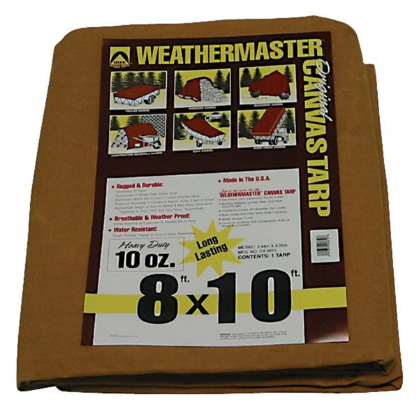 Dize CA0810D Weathermaster 10 Oz Cotton Duck Canvas Tarp, Tan, 8'x10'