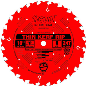 Freud LU87R010 Thin Kerf Rip Carbide Circular Saw Blade, 24-Teeth, 5/8 Inch Arbor, 10 Inch Dia