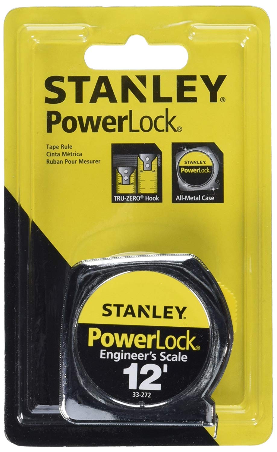 Stanley 33-272 Heavy-Duty Powerlock Engineer's Scale Tape Measure, 12' x 1/2"