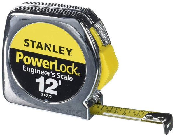 Stanley 33-272 Heavy-Duty Powerlock Engineer's Scale Tape Measure, 12' x 1/2"