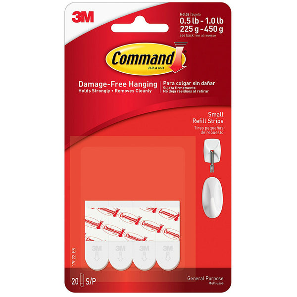 Command 17022 Refill Hanging Strips, Small, White, 20-Count