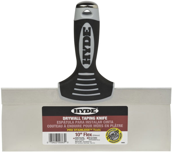 Hyde 09363 Drywall Taping Knife with 10" Flexible Stainless Steel Blade