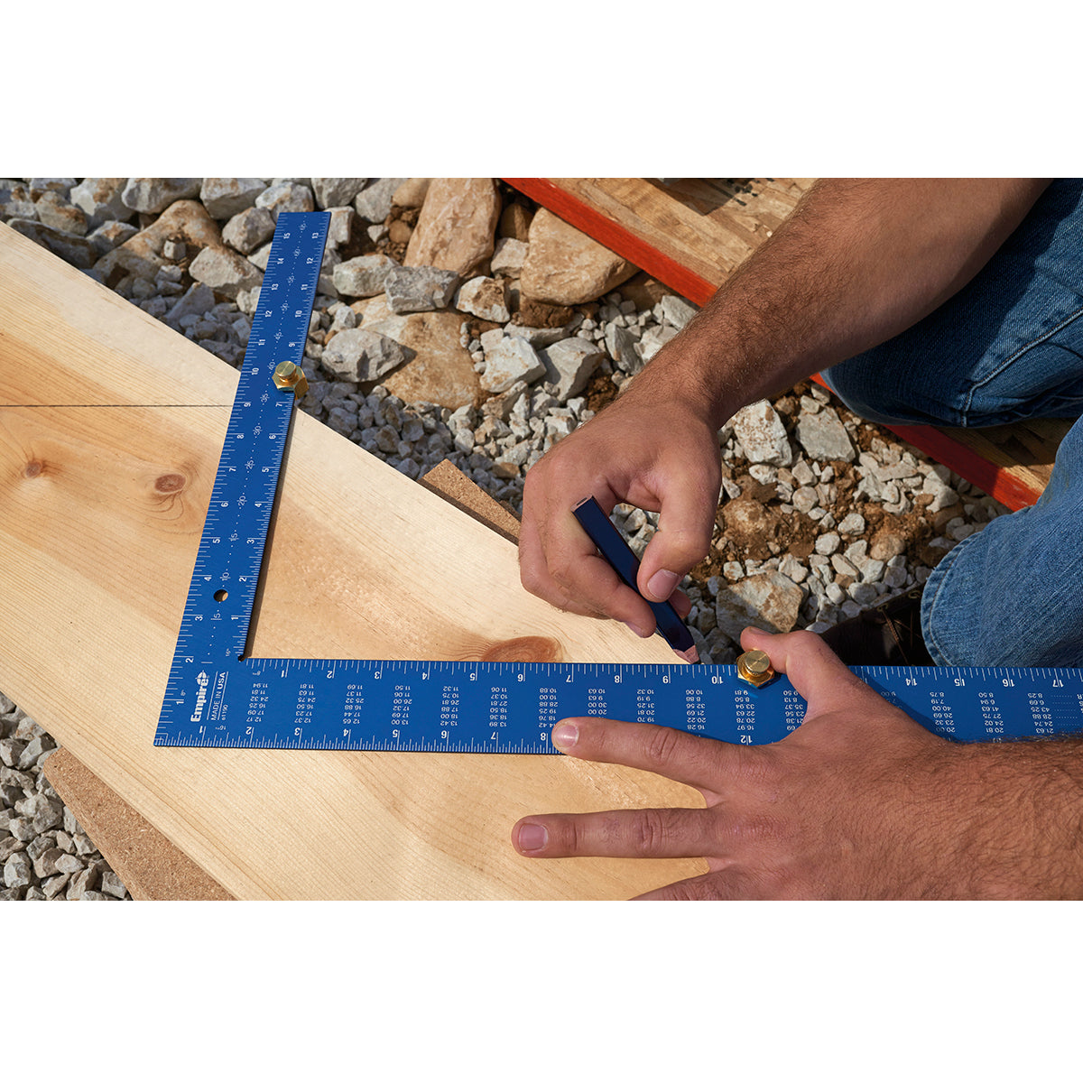 Empire 1190 TRUE BLUE Laser Etched Framing Square, 16" x 24", Anodized Aluminum