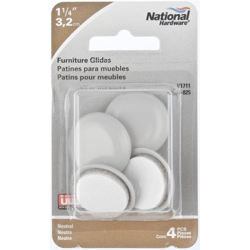 National Hardware N247-825 Poly Furniture Glides, Neutral, 1-1/4", 4-Count