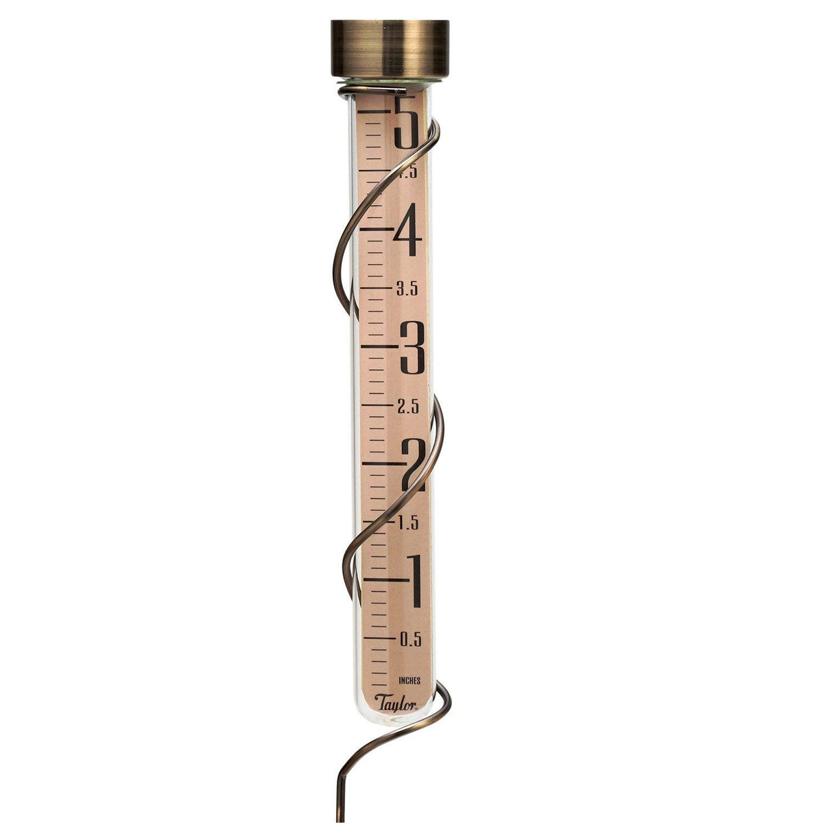 Taylor 484BZ Bronze-Finished Aluminum & Glass Rain Gauge, 27"