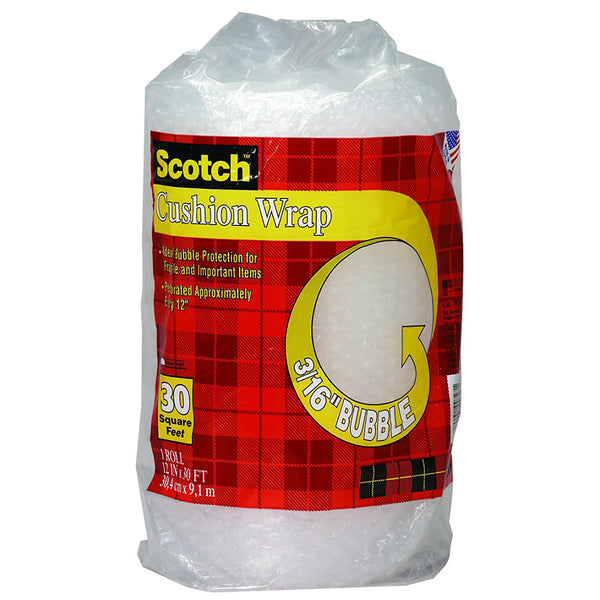 Scotch 7929 Nylon Barrier Cushion Wrap, 12" x 30', Clear