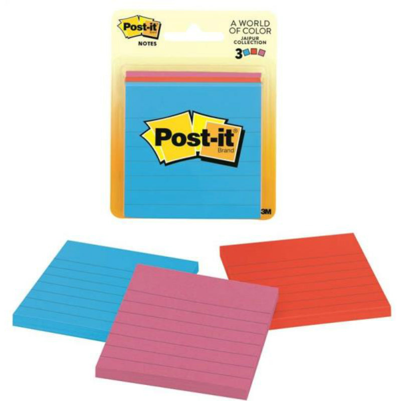 Post-It 6301 Jaipur Collection Recyclable Lined Note Pad, 3" x 3"