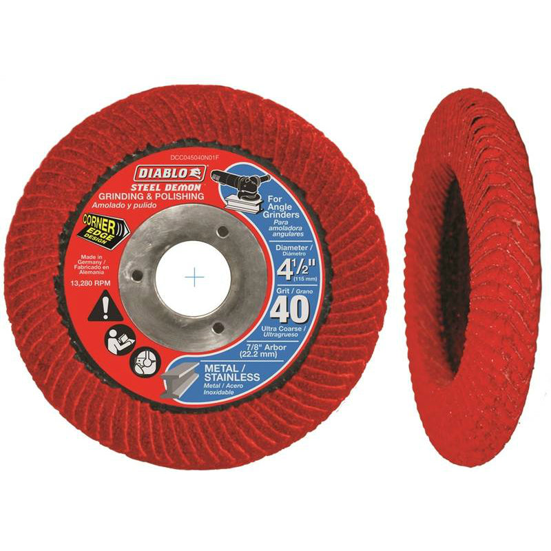 Diablo DCC045040N01F Steel Demon Type-29 Corner-Edge Flap Disc, 40-Grit, 4-1/2"