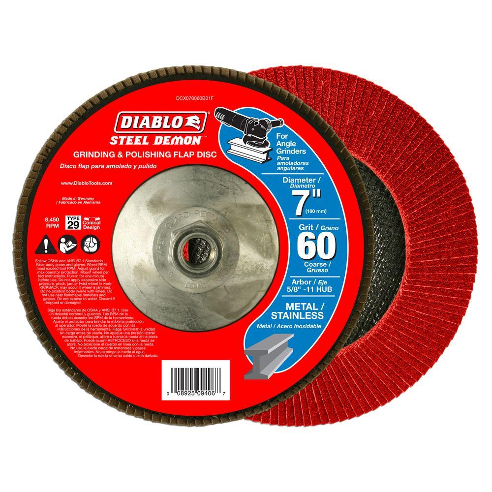 Diablo DCX070060B01F Steel Demon Type-29 Angle Grinder Flap Disc, 60-Grit, 7"