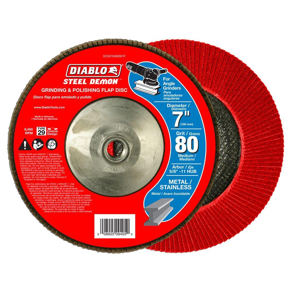 Diablo DCX070080B01F Steel Demon Type-29 Angle Grinder Flap Disc, 80-Grit, 7"