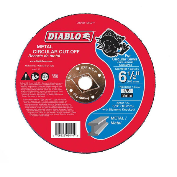 Diablo DBD065125L01F Aluminum Oxide Metal Circular Cut-Off Wheel, 6-1/2" Dia