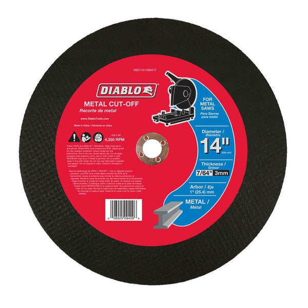 Diablo DBD140109A01F Type-1 Aluminum Oxide Metal Cut-Off Wheel, 14 Dia.