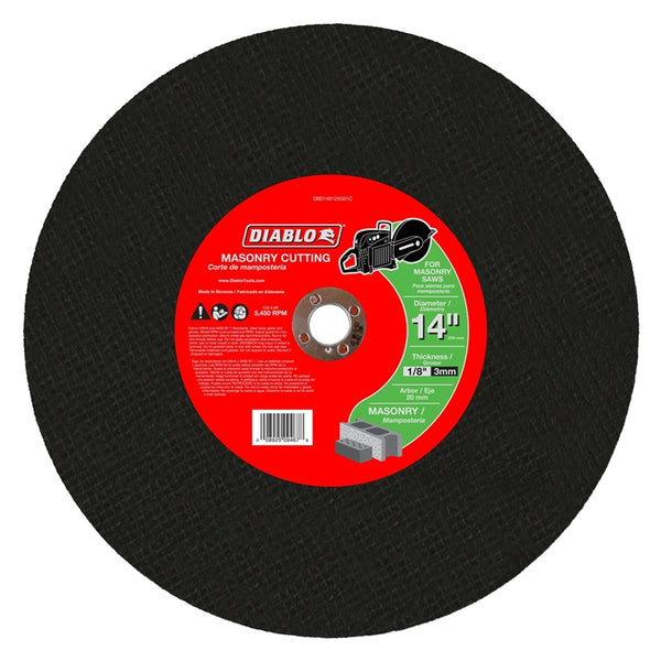 Diablo DBD140125G01C Masonry High Speed Cut Off Disc, 20mm Arbor, 14" Dia.