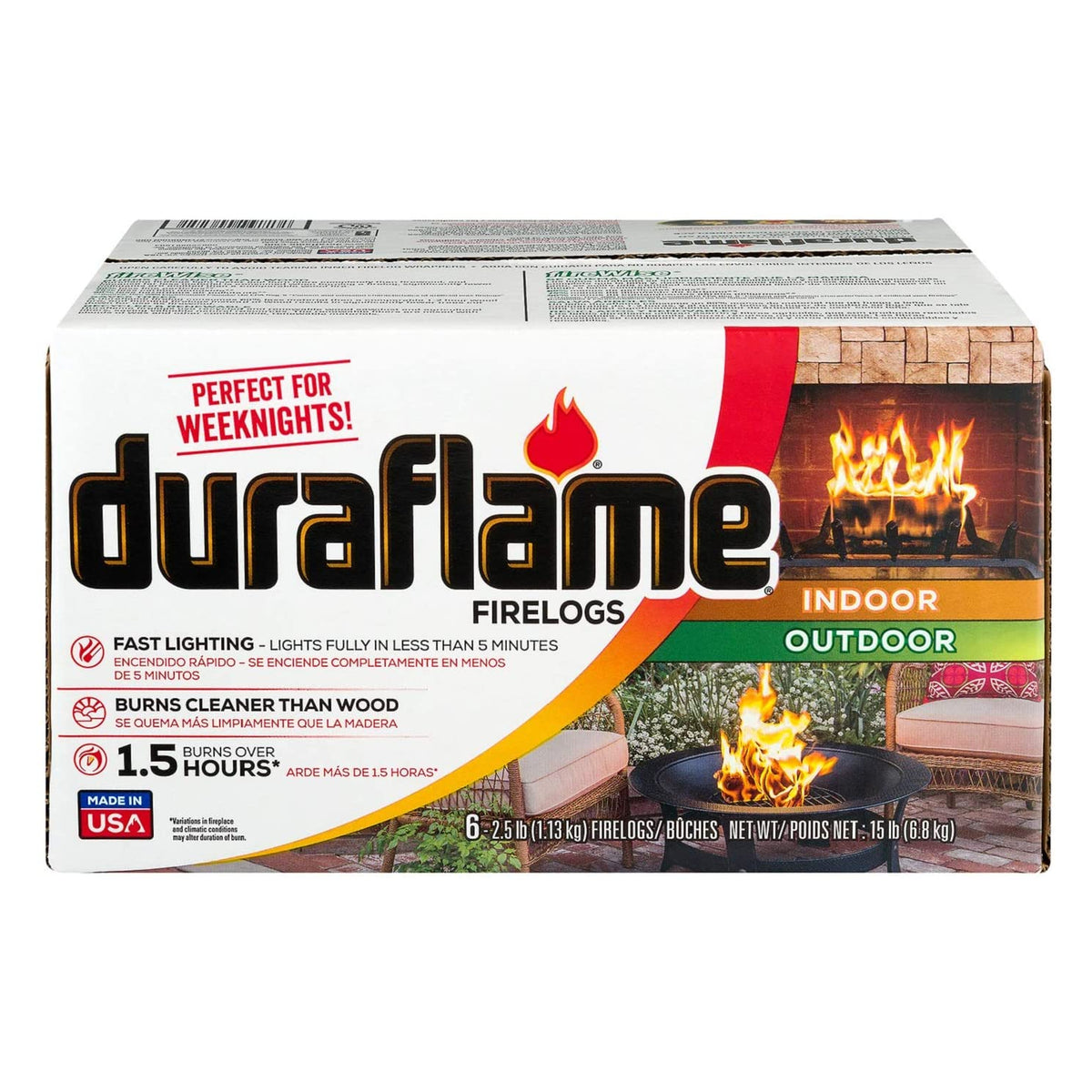 Duraflame 00625 Fast Lighting Firelogs, 2.5 Lb, Box of 6