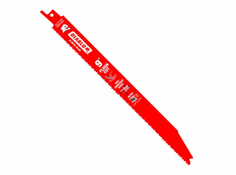 Diablo DS0914AFC5 Flush Cut Bi-Metal Recip Saw Blade, 10/14 TPI, 9", 5-Pack