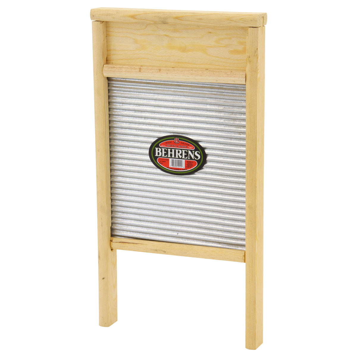 Behrens BWBG12 Galvanized Steel & Wood Washboard, Large, Steel Gray