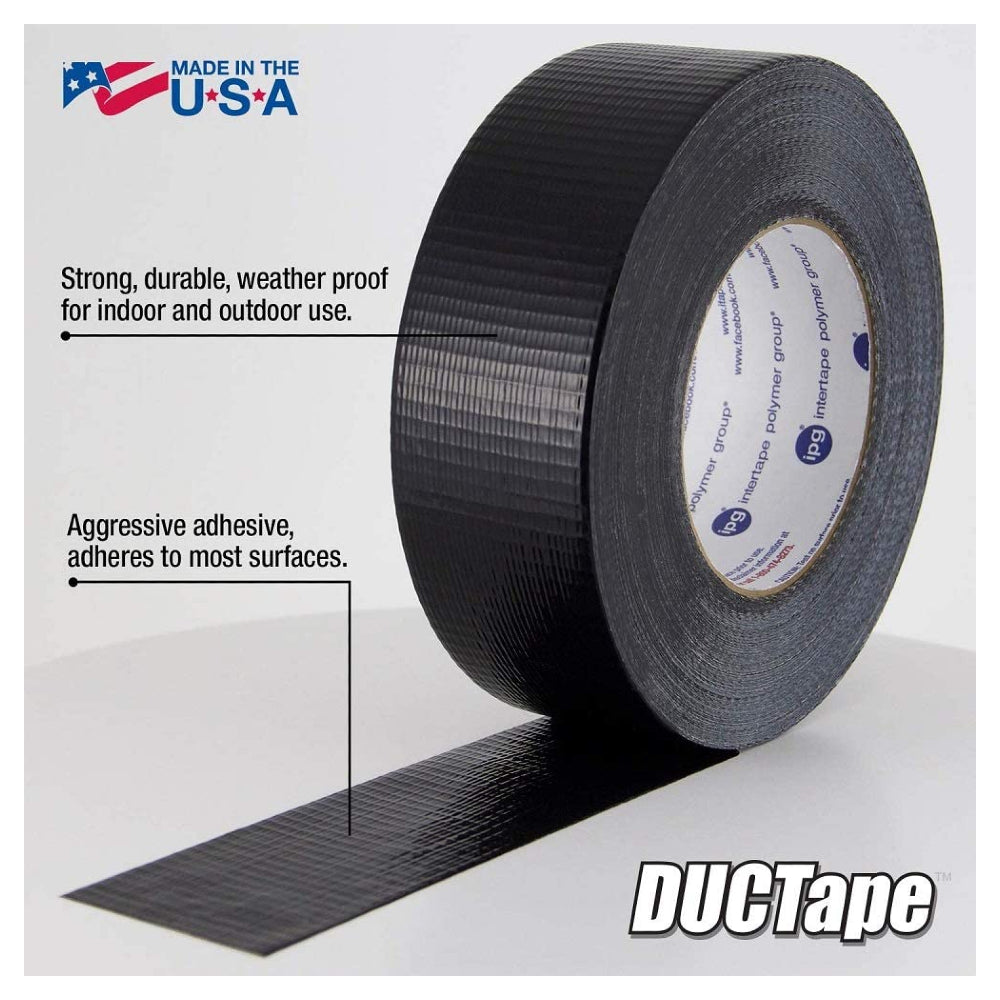 Intertape 20C-BK2 Jobsite 9 MIL Duct Tape, PE-Coated Cloth, Black, 1.88" x 60-Yd