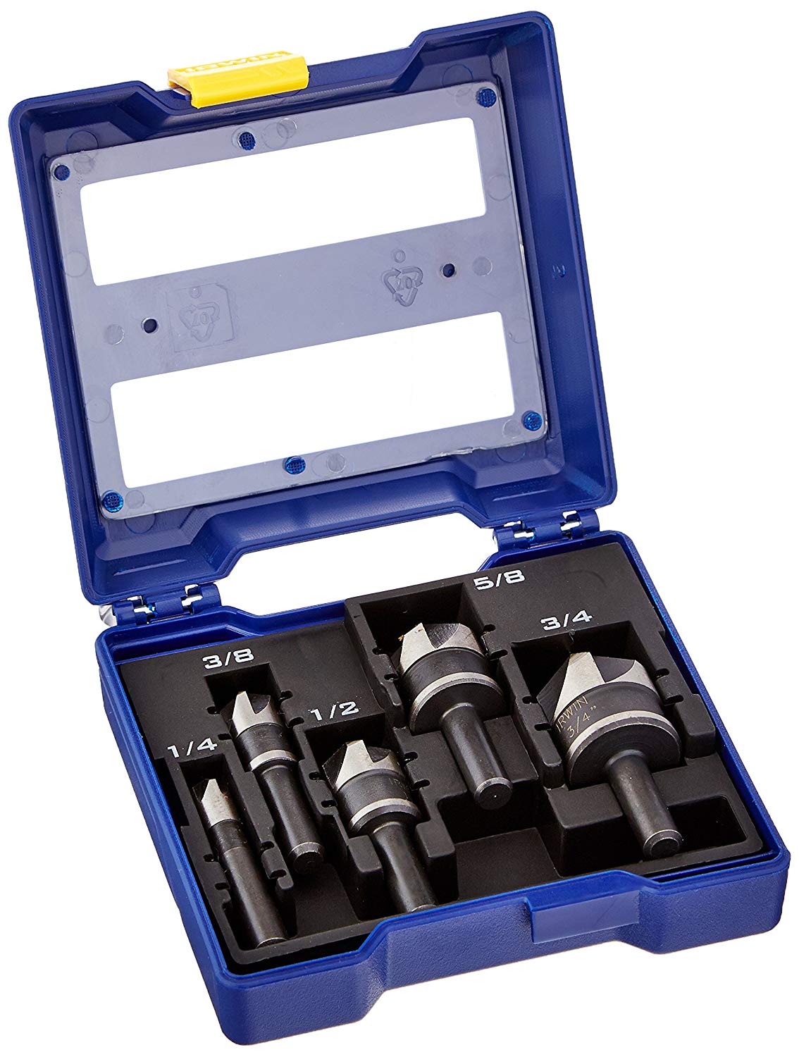 Irwin 1877793 Metal Countersinks Drill Bit Set, Black Oxide, 1/4" Shank, 5-Piece