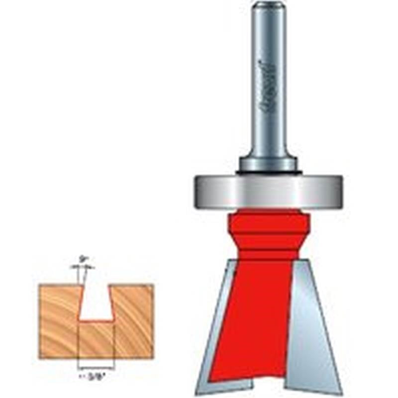 Freud 22-102 Carbide 9-Degree 2-Cutter Dovetail Router Bit, 1/4 inch Shank, 3/8 Inch