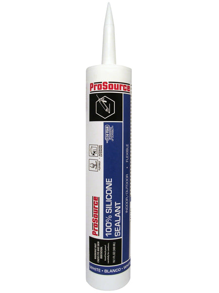 Prosource 78508CA Silicone Rubber Sealant, White, 10.1 Oz