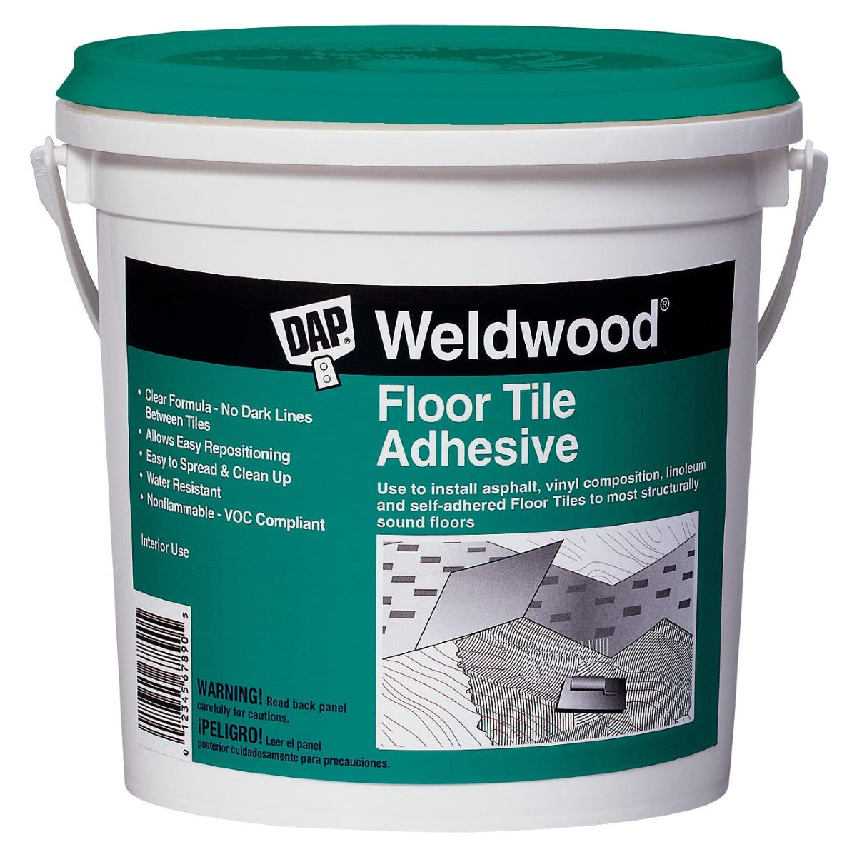 Dap 00136 Weldwood Floor Tile Adhesive, Clear Formula, 1-Quart Pail