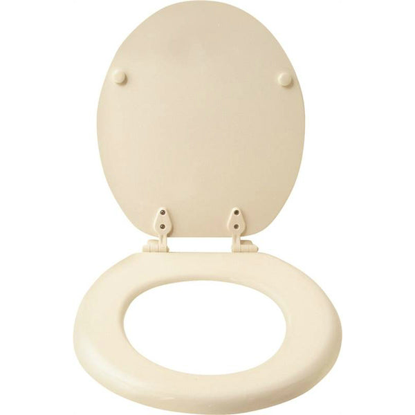 Prosource T-17WM-B-3L Wood Composite Round Toilet Seat, 17", Bone