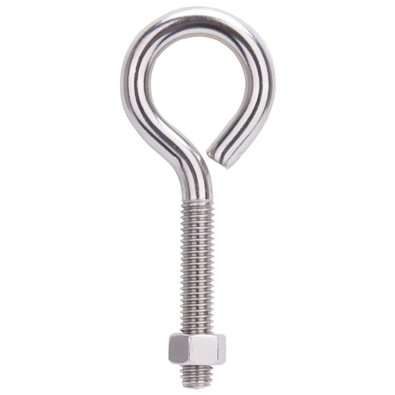 Prosource LR298 Eye Bolts With Nuts, 3/8" x 4", Stainless Steel
