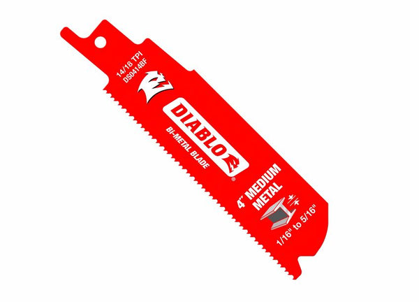 Diablo DS0414BF5 Bi‑Metal Recip Blade for Medium Metal Cutting, 14/18 TPI, 4", 5-Pack