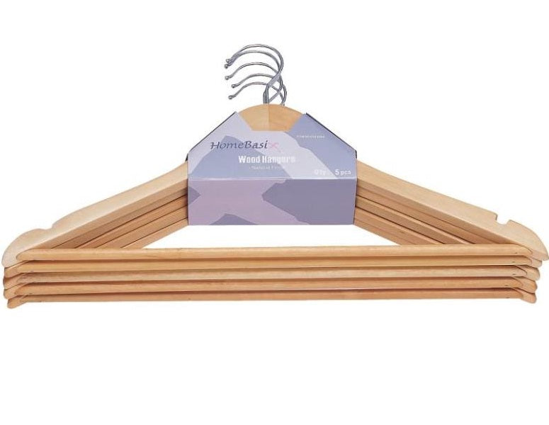 Simple Spaces HEA00040G-N Clothes Hanger, Natural, 5-Piece