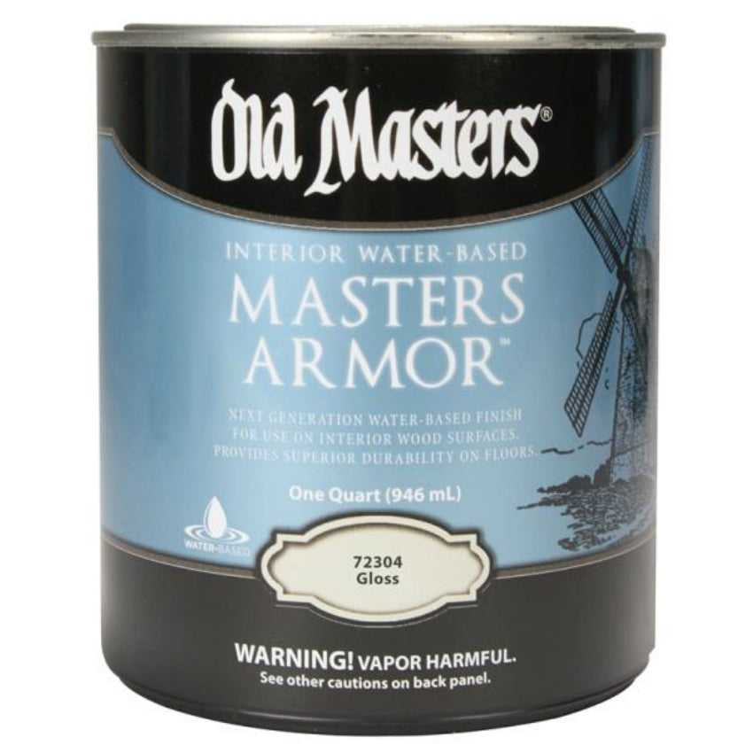 Old Masters 72304 Masters Armor Interior Water-Based Wood Finish, Gloss, 1-Qt