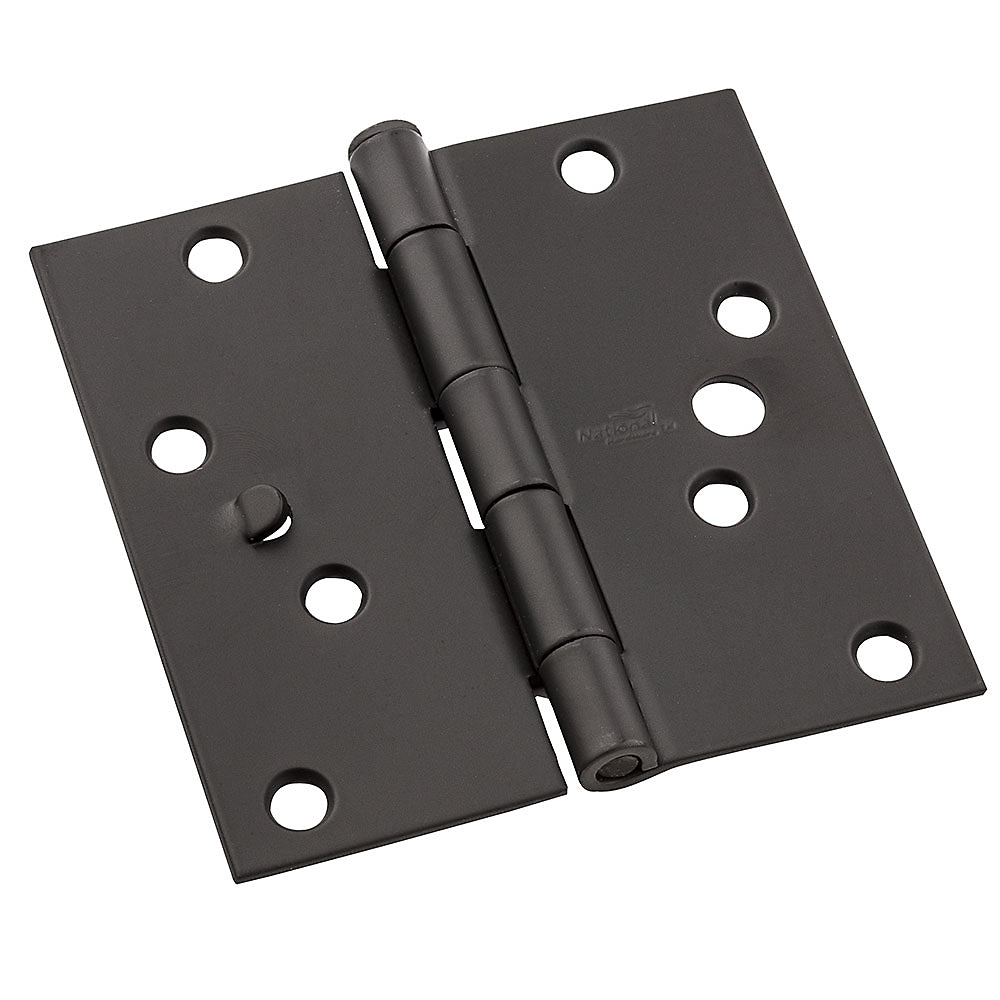 National N830-402 Square Corner 10-Hole Door Hinge 4", Oil Rubbed Bronze, 3-Pk