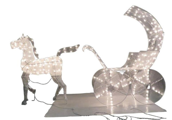 Santa's Forest 58015 Lighted Crystal 3-D Horse / Carriage, 103"