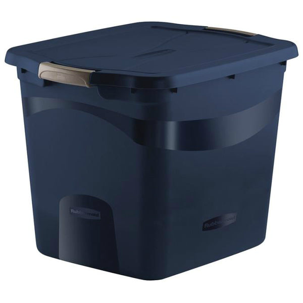 Rubbermaid RMCS210001 Clever Store Totes with Lid, Dark Blue, 21-Gallons