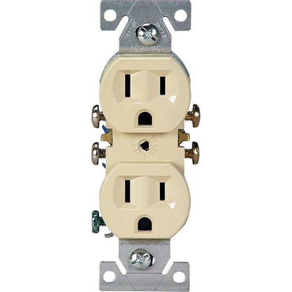 Cooper Wiring 270V Grounding Standard Duplex Receptacles, 2-Pole, White, 15A