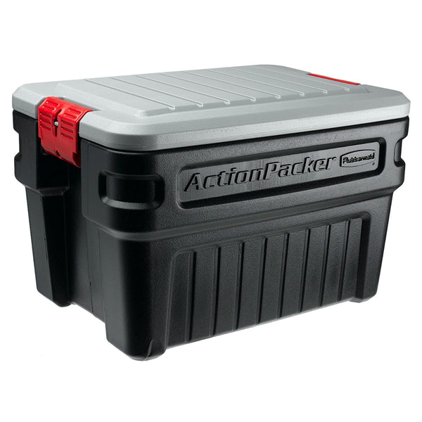 Rubbermaid RMAP240000 ActionPacker Durable Container, Black, 24-Gallons
