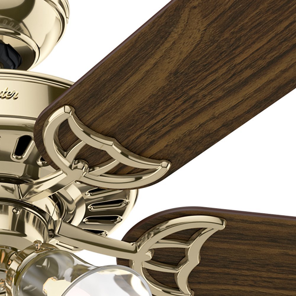 Hunter Fan 53066 Studio Series Ceiling Fan w/ 4-Lights, Bright Brass, 52"