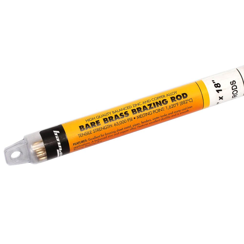 Forney® 47300 Low Fuming Bare Brass Gas Brazing Rod, 1/8" x 18", 10-Count