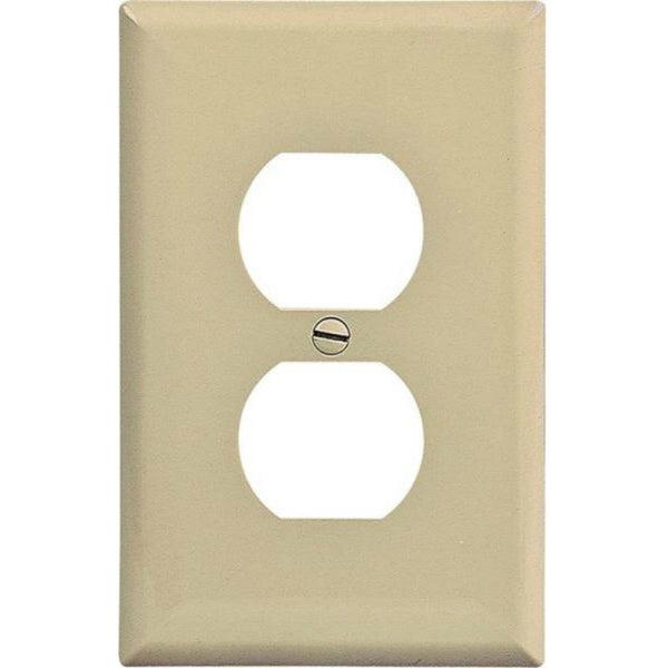 Cooper Wiring PJ8V Polycarbonate Duplex Receptacle Wall Plate, Ivory, 1-Gang