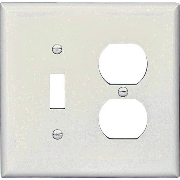 Cooper Wiring PJ18W Mid Size Combination Wallplates Polycarbonate, White, 2-Gang