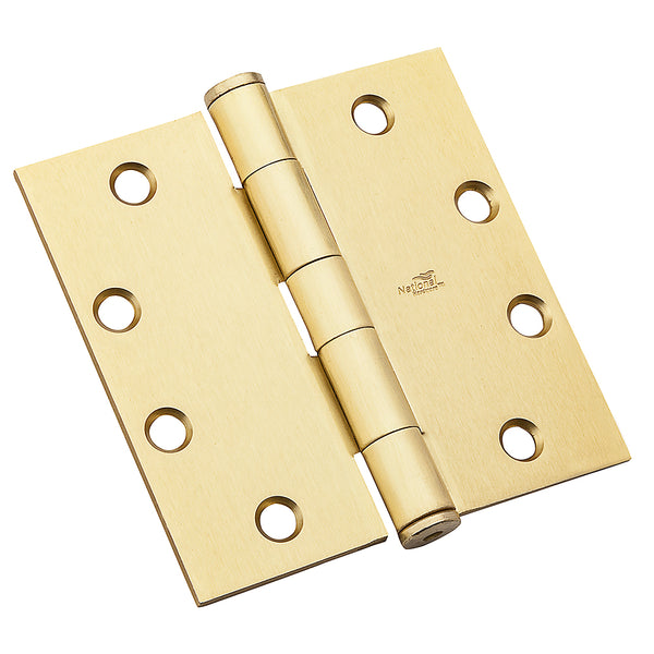 National N236-134 Square Corner STD Weight Template Hinge, 4.5", Satin Brass