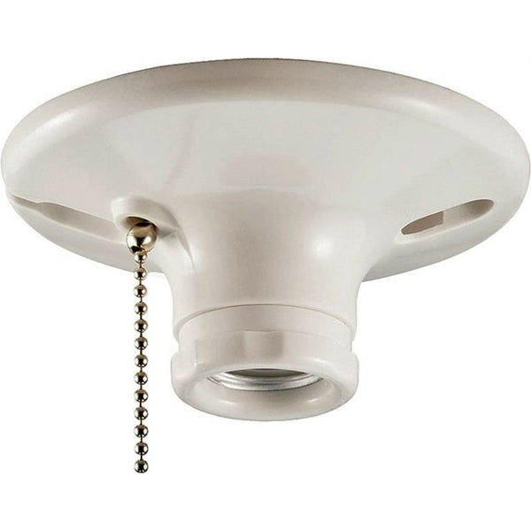 Cooper Wiring S759W-CD-SP Plastic Ceiling Lampholders w/ Pull Chain, White, 660W