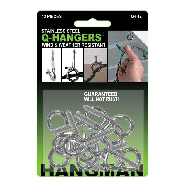 Hangman QH-12T Stainless Steel Christmas Light Q-Hangers, 12 Pieces